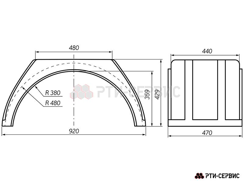 Крыло двухскатное 470 мм пластиковое (трапеция) - фото 1