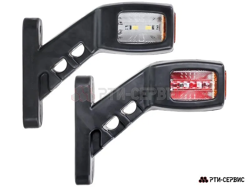 Фонари габаритные на кронштейне (2 шт.) LED красный/белый 24V 4 диода (13,5 см)