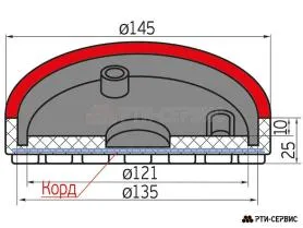 Накладка резиновая для подъемников "Ravaglioli" max. КОРД